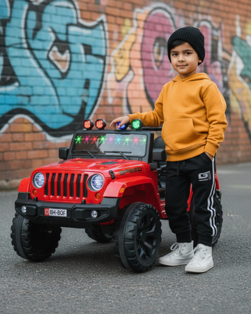 Kurb Toys 12V Battery Operated Jeep for Kids with Remote Control, Bluetooth & LED Lights