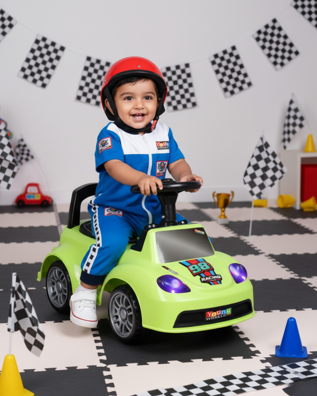 Kurb Toys™ Racing Rider Push Ride-On Car (Buzz Rider Style)