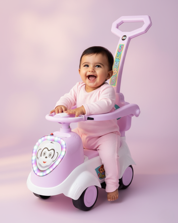 Kurb Toys™ Dash Racer Push Ride-On Car (With Parental Handle & Safety Guard)