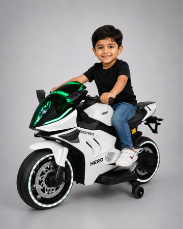 Kurb Toys Hero Battery Operated Ride-On Bike for Kids with Bluetooth & LED Lights