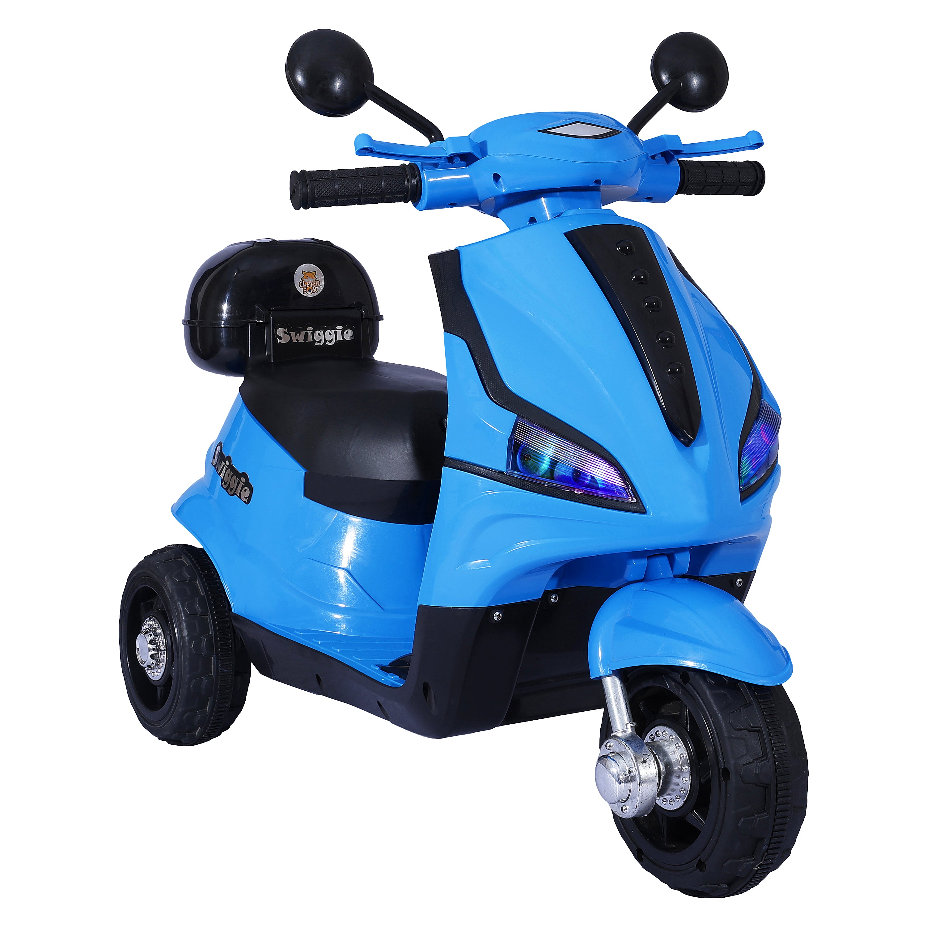 Kurb Swiggy Swift Electric Scooter for Kids – Battery Ride-On Toy with LED Headlights, Music & Foot Accelerator