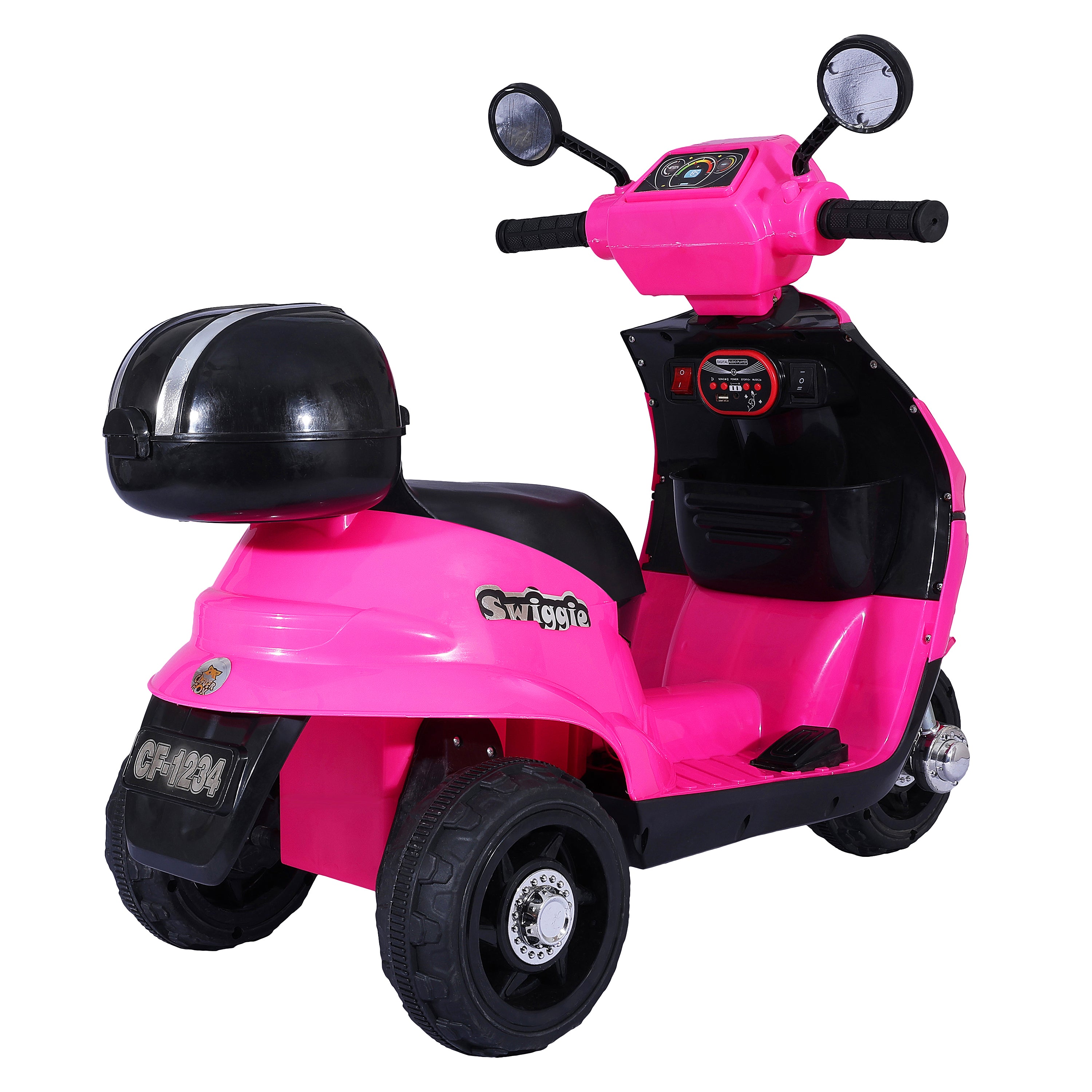 Kurb Swiggy Swift Electric Scooter for Kids – Battery Ride-On Toy with LED Headlights, Music & Foot Accelerator