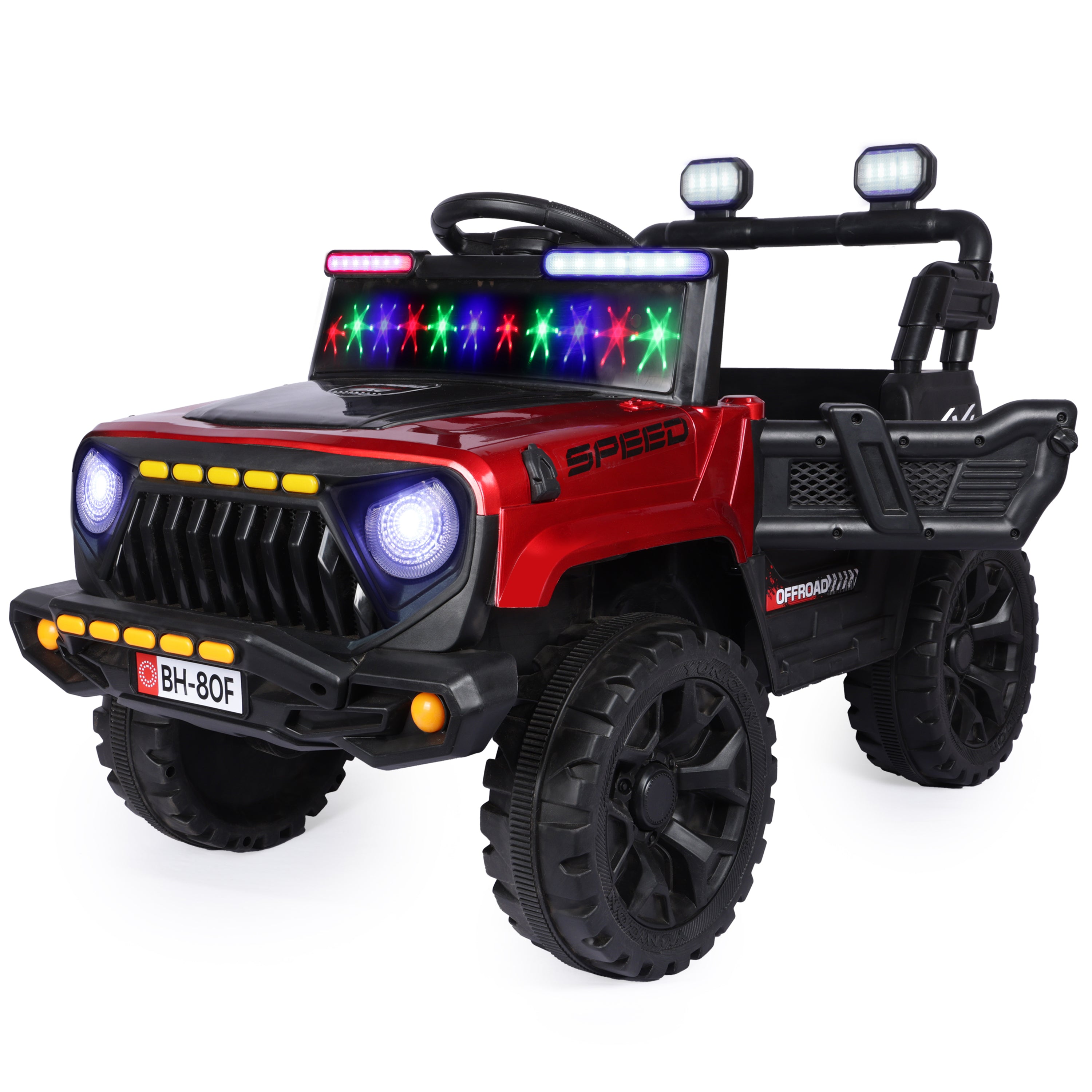 Kurb Toys 12V Battery Operated Jeep for Kids with Remote Control, Bluetooth & LED Lights