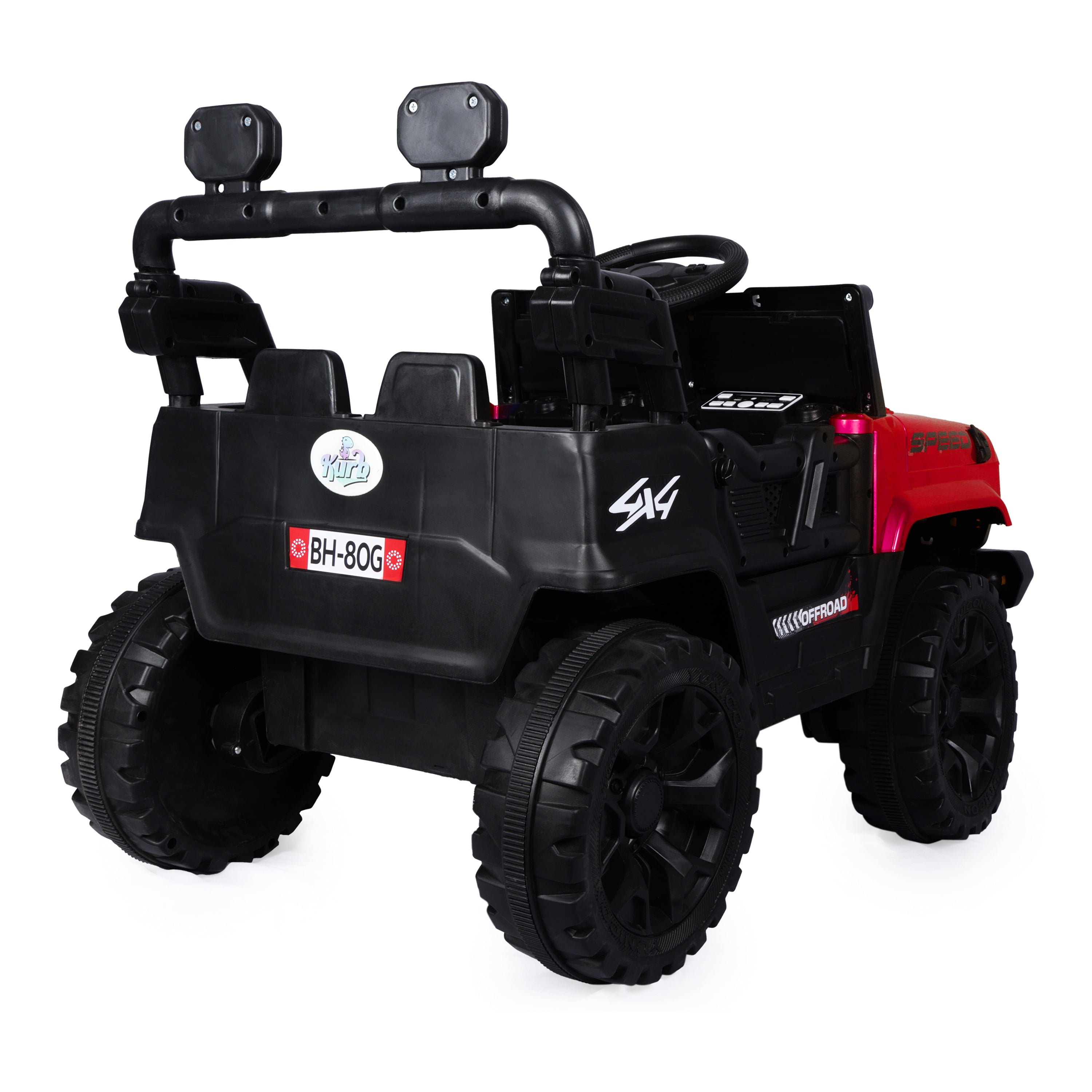 Kurb Toys 12V Battery Operated Jeep for Kids with Remote Control, Bluetooth & LED Lights