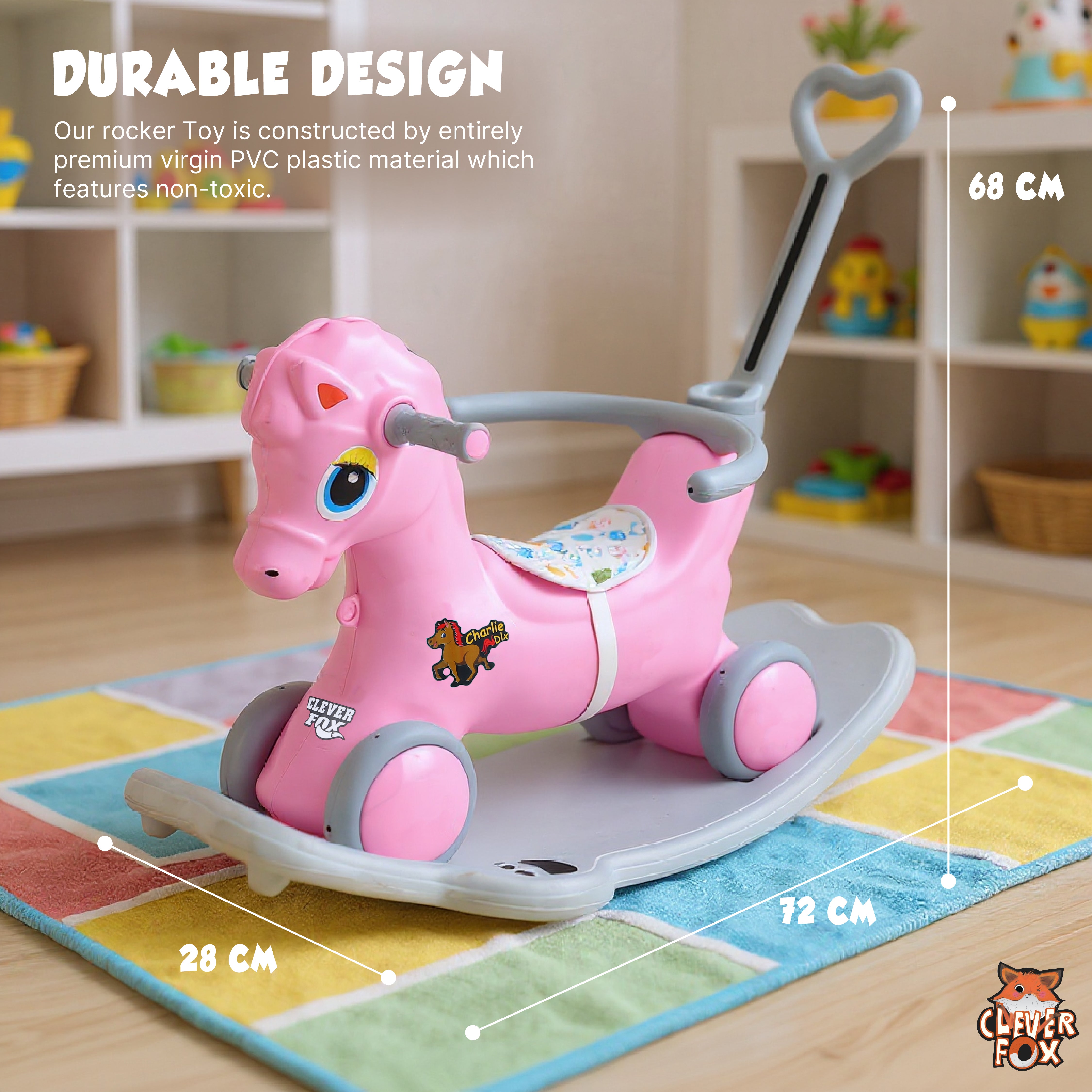 Kurb Toys Dino DLX Kids Rocking Rider with Backrest & Anti-Slip Base