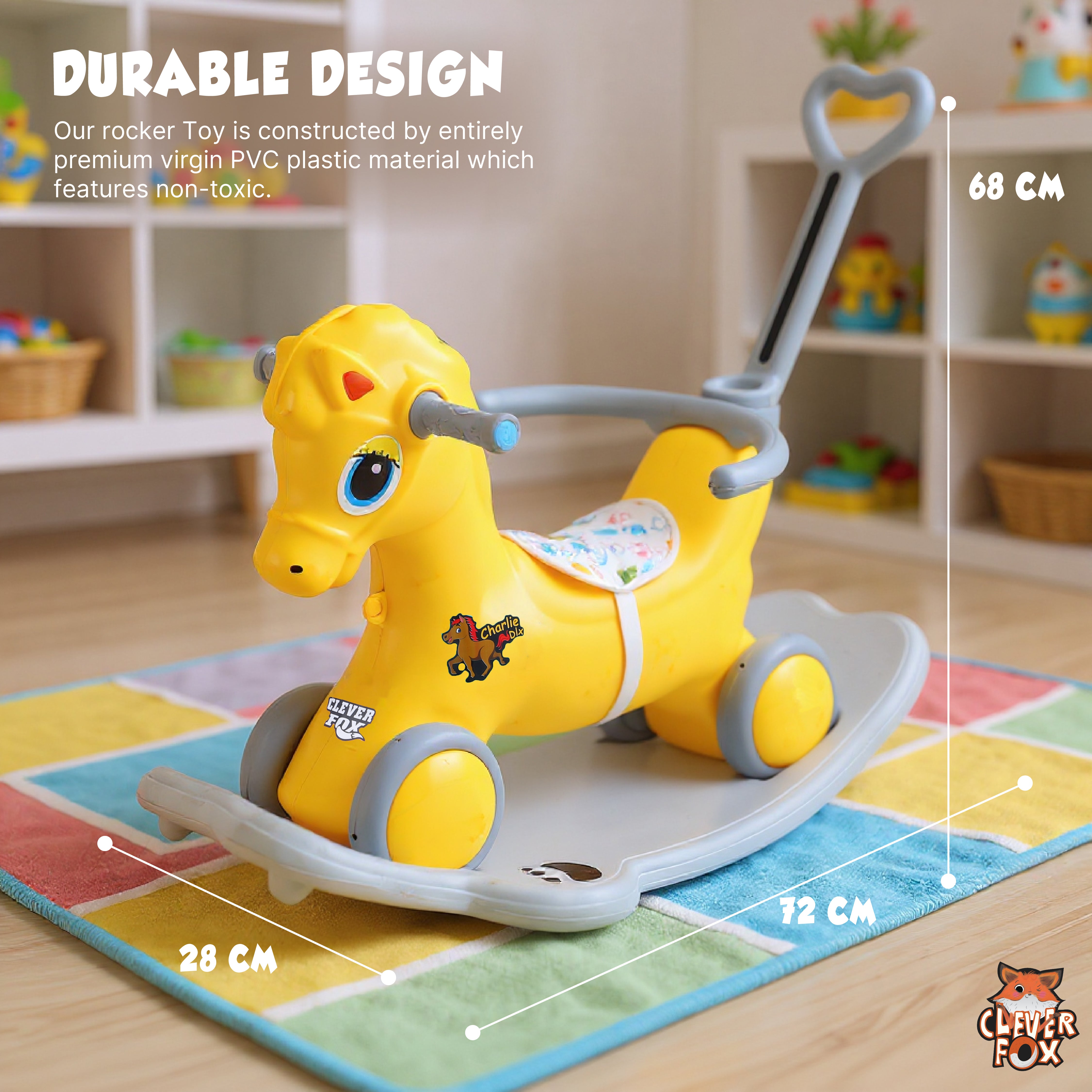 Kurb Toys Dino DLX Kids Rocking Rider with Backrest & Anti-Slip Base