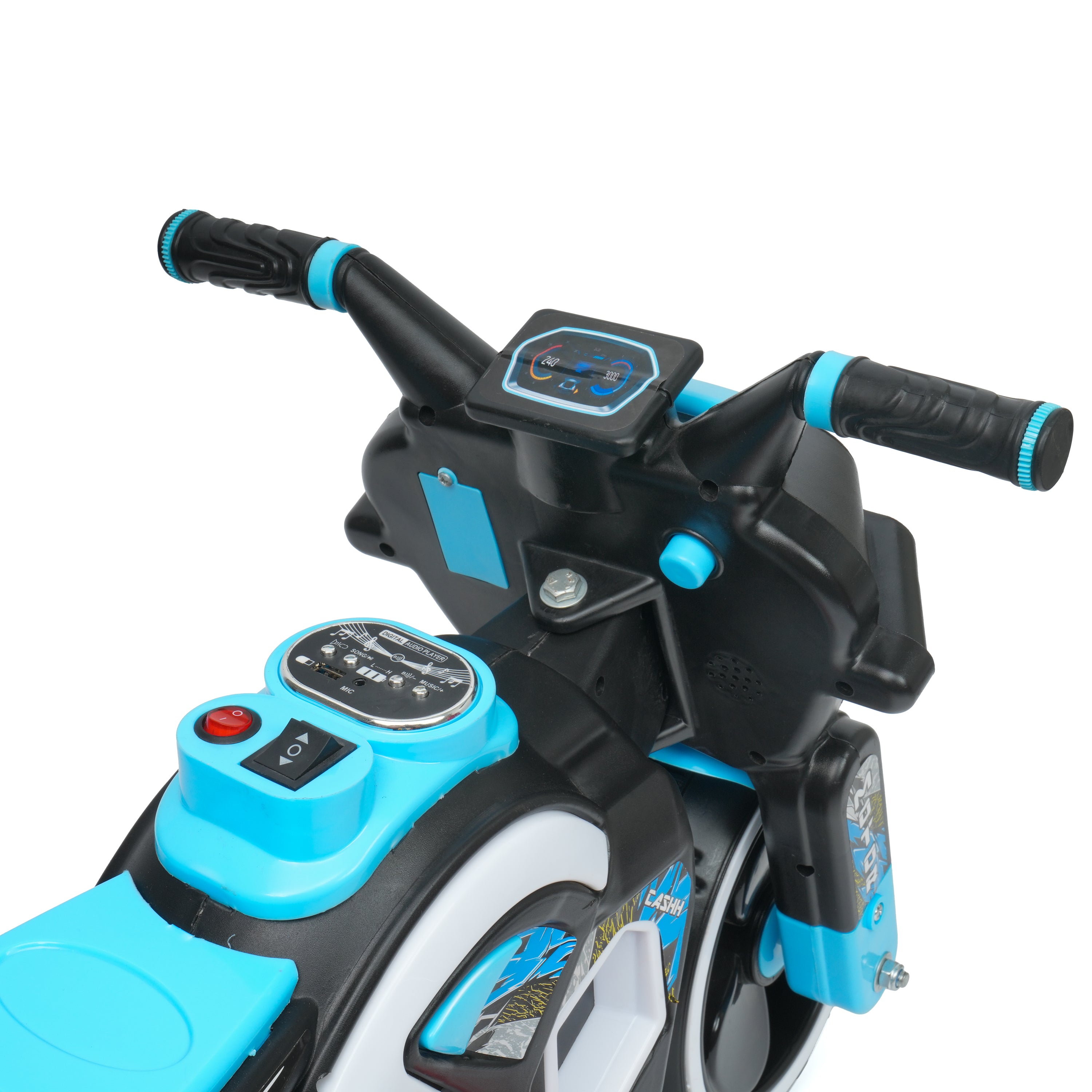 Kurb Toys Cash Bike Battery Operated Ride-On Bike for Kids with Music & LED Lights