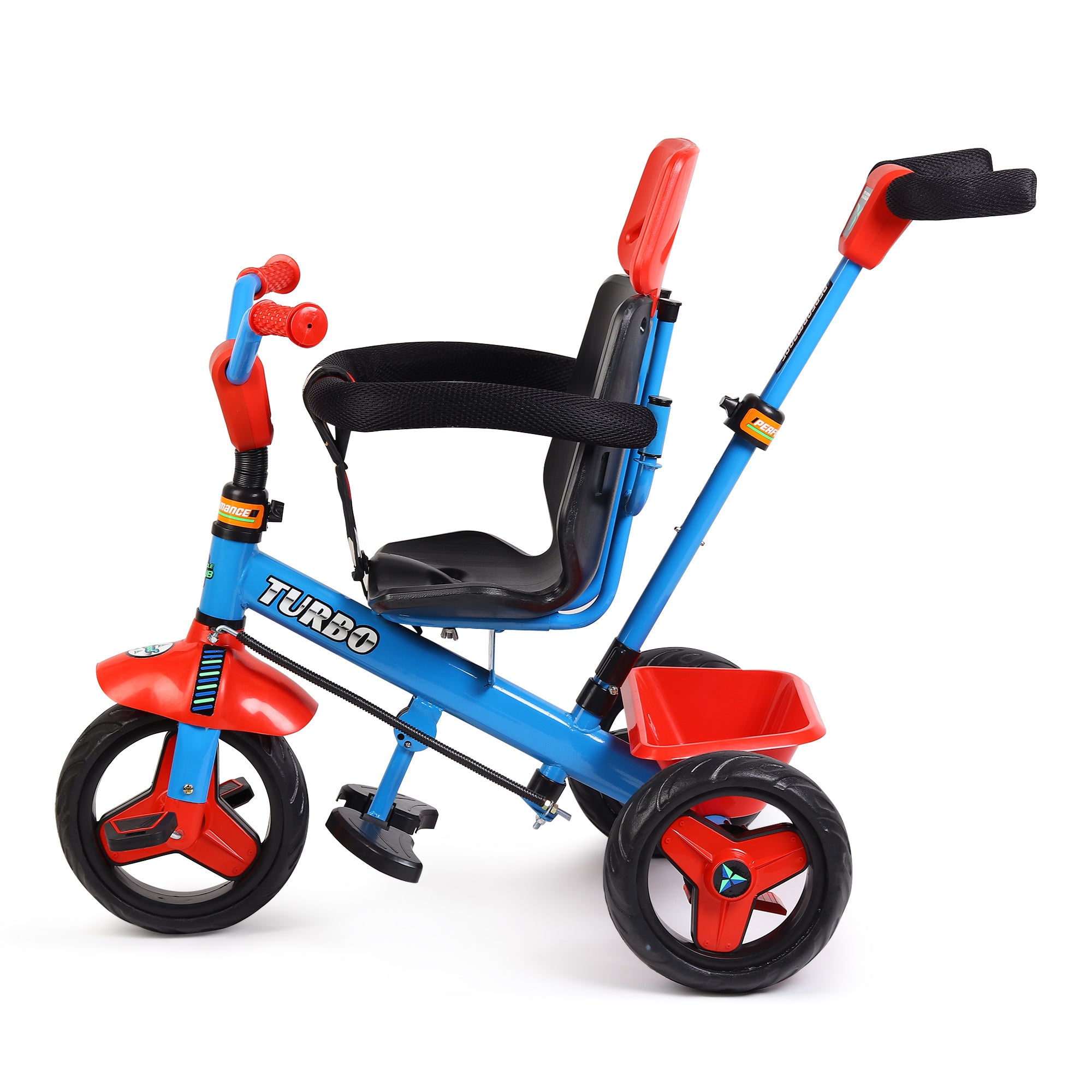 Kurb Toys Kids Tricycle with Parental Push Handle, Canopy & Safety Guard