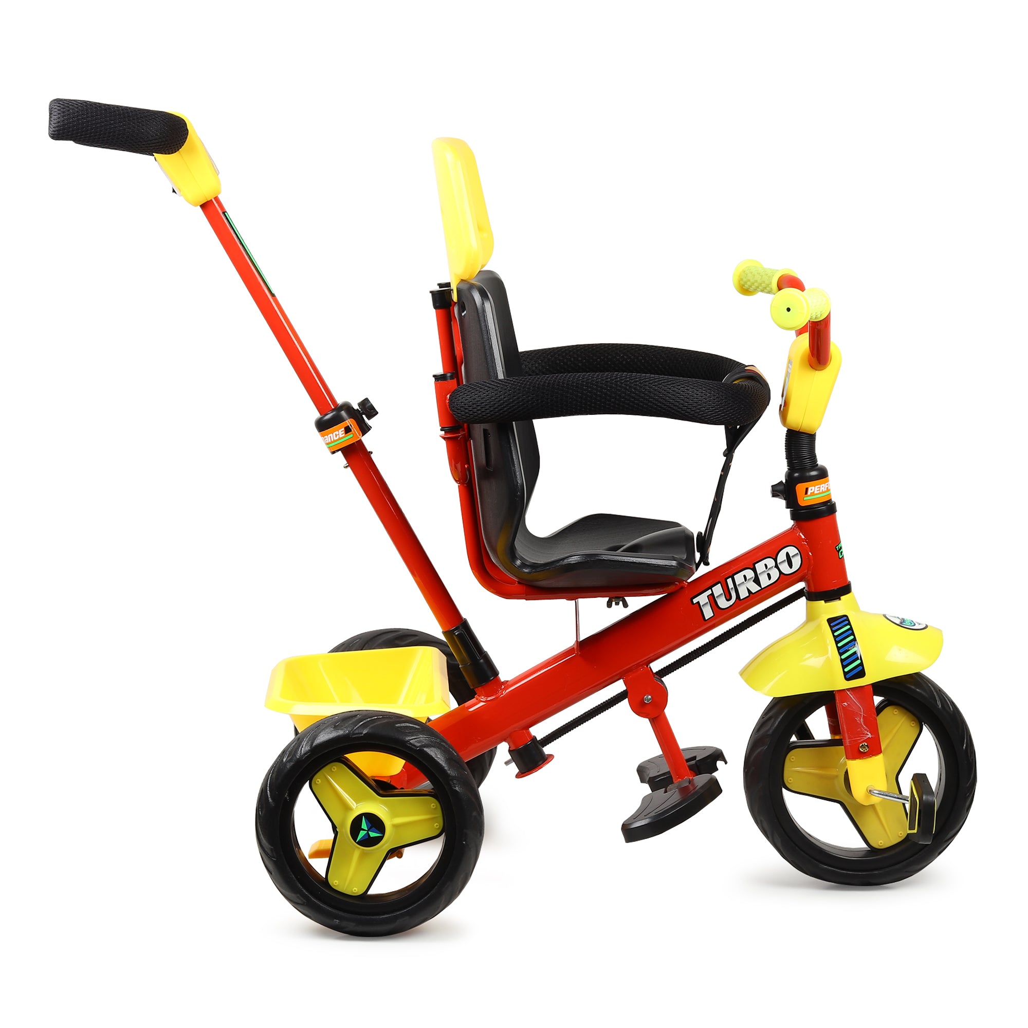 Kurb Toys Kids Tricycle with Parental Push Handle, Canopy & Safety Guard