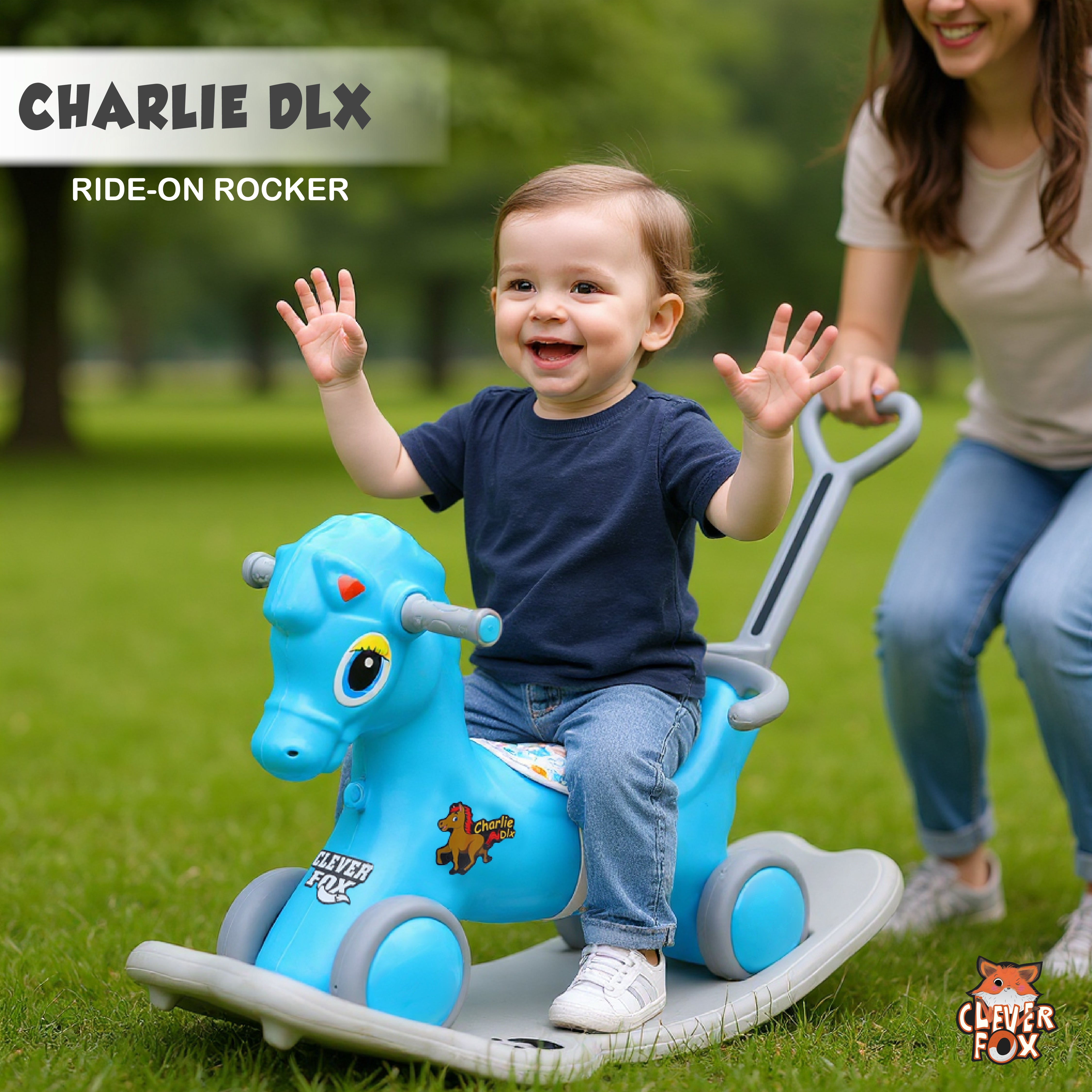 Kurb Toys Dino DLX Kids Rocking Rider with Backrest & Anti-Slip Base