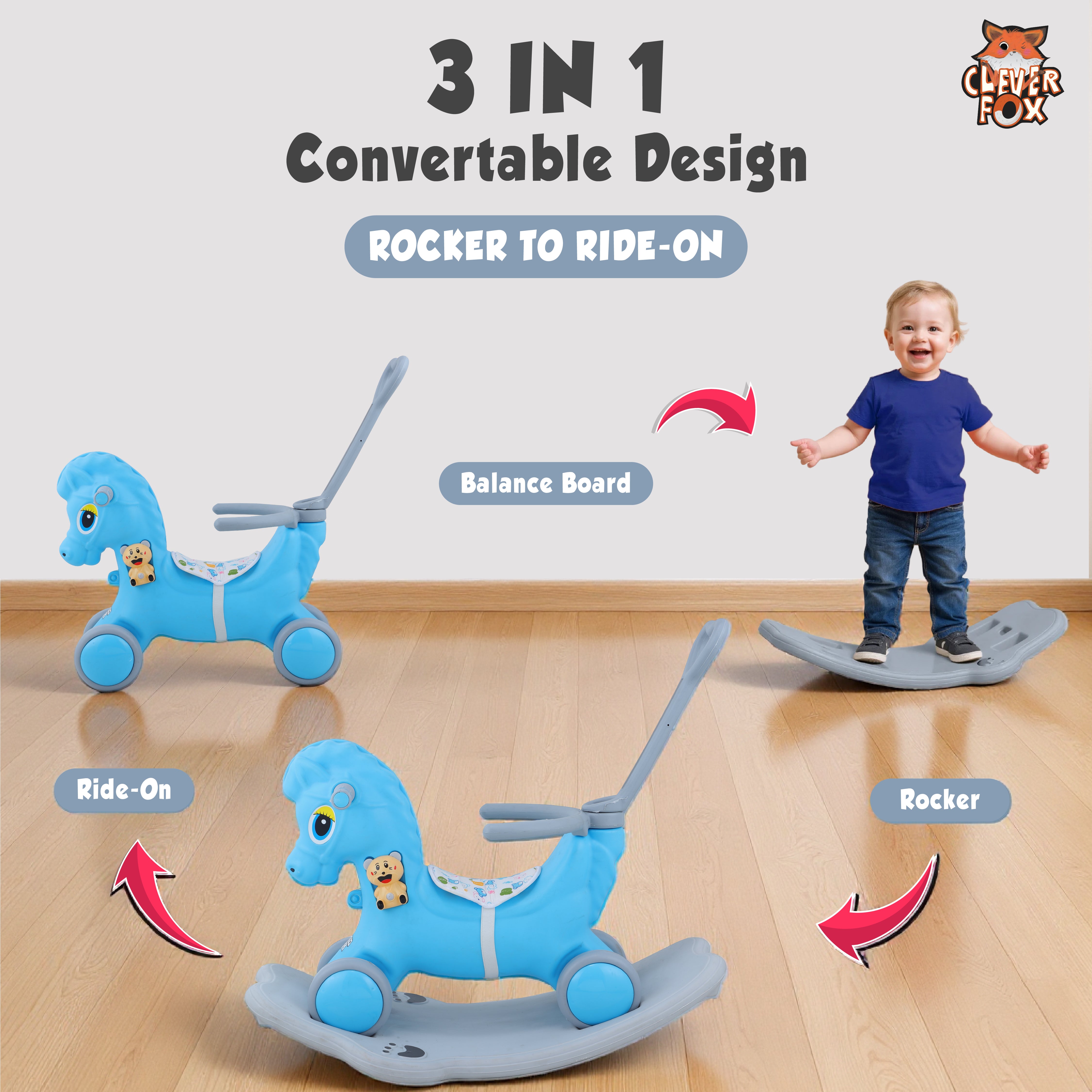Kurb Toys Dino DLX Kids Rocking Rider with Backrest & Anti-Slip Base